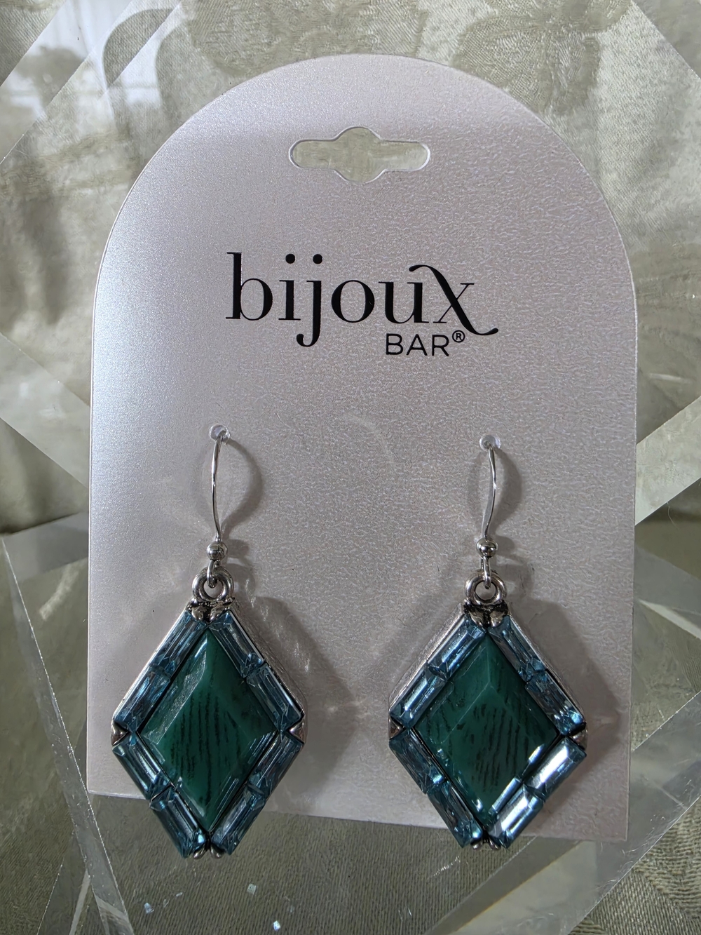 #1135 Bijoux BAR Teal & Aqua Glass Drop Earrings